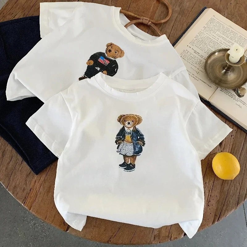 Baby Products Teddy Bear - 子供用Tシャツ 砂糖入り 夏新商品 男の子 女の子向け 漫画テディベア