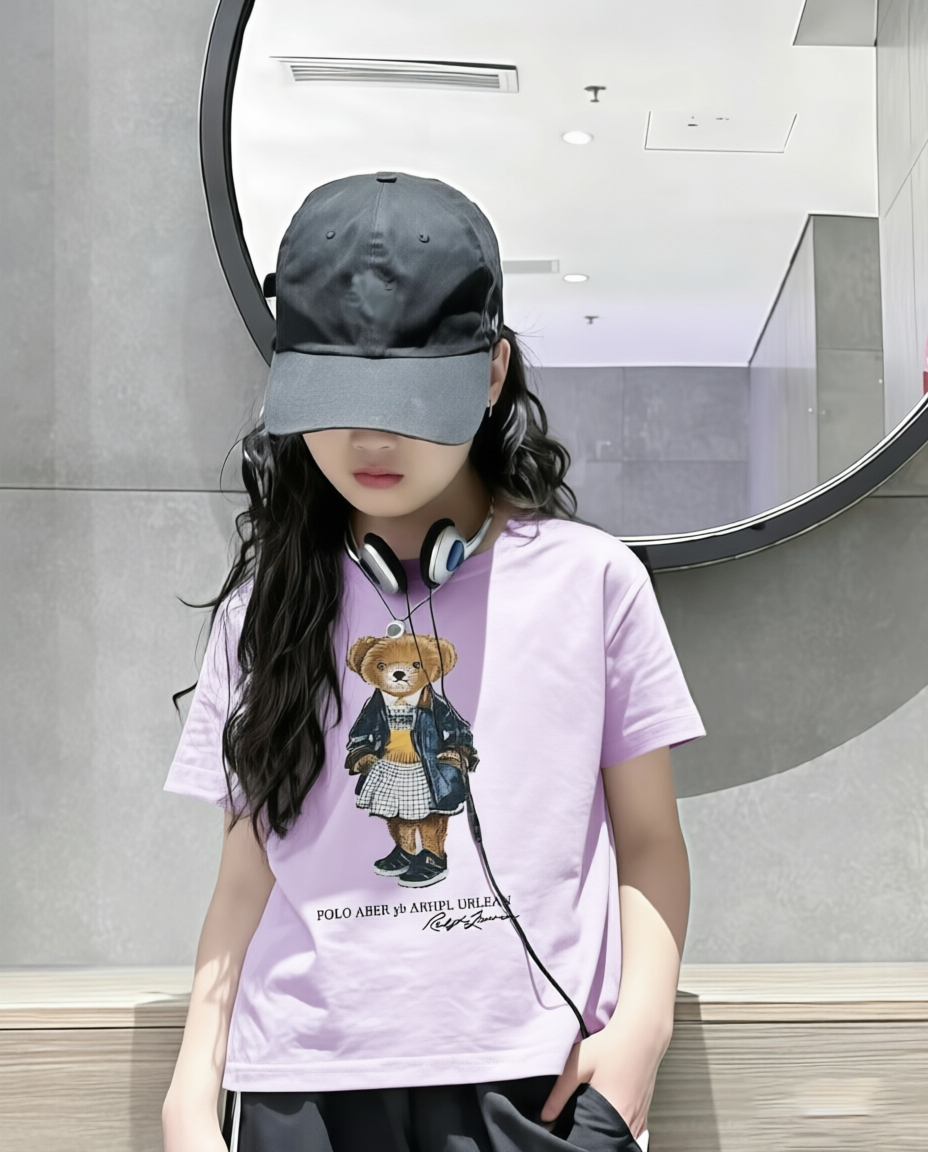 Baby Products Teddy Bear - 2026年子供用Tシャツ、砂糖添加、夏の新作、男の子女の子向け、漫画のテディベア柄半袖Tシャツ、ベビー用キュートな柄