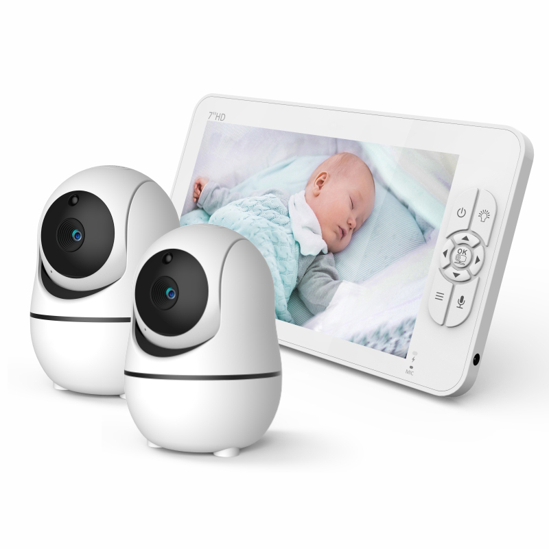 Wireless Baby Monitor - 7インチIPSスクリーン 1V2 ワイヤレスPTZビデオベビーモニター 双方向インターコム 授乳計画 ベビーカメラ
