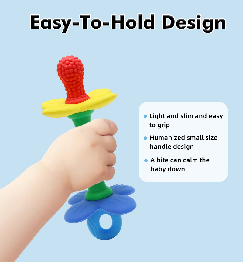 Baby Products Best - 新しい2in1ベビーシリコンフラワーティーザー - 安全で柔らかい噛むおもちゃ、歯茎の痛みを和らげる、BPAフリー、持ちやすい歯固めおもちゃ