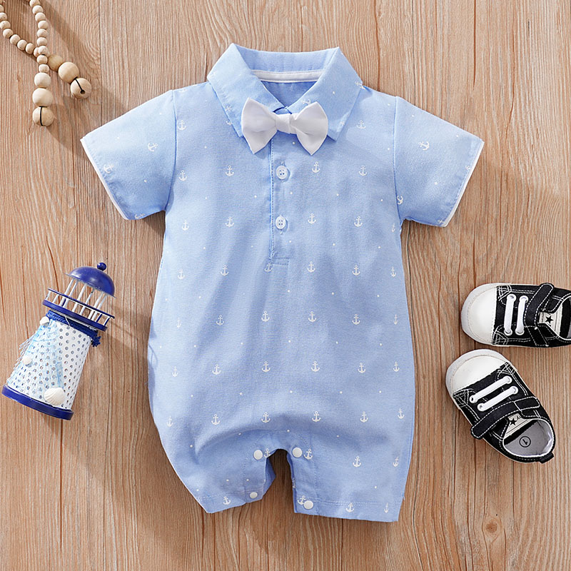 Baby Products On Sale - 男の子と女の子の半袖ボディスーツ,イージーシャツ,海,アンカープリント,快適でカジュアル,夏