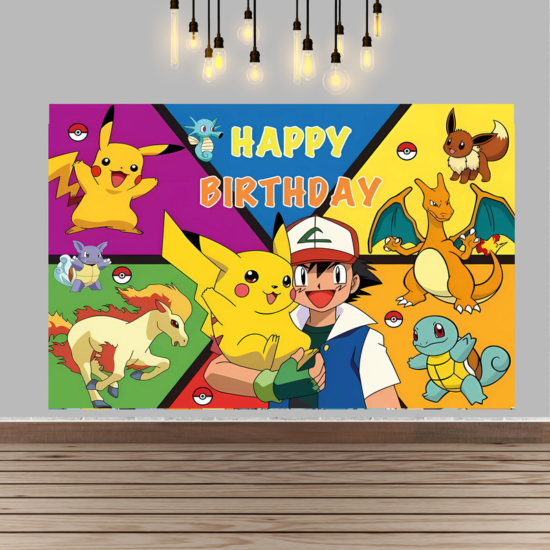 ポケモン誕生日パーティー背景装飾ビニールポスターアニメ写真バ - Baby Products Poster のレビューと価格