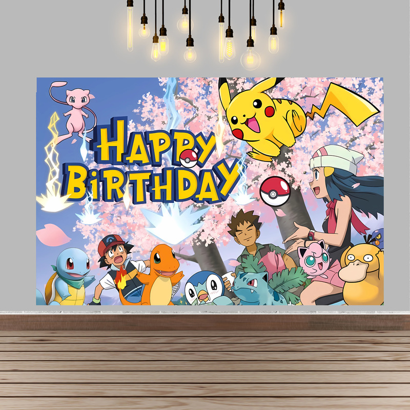 ポケモン誕生日パーティー背景装飾ビニールポスターアニメ写真バ - Baby Products Poster のレビューと価格