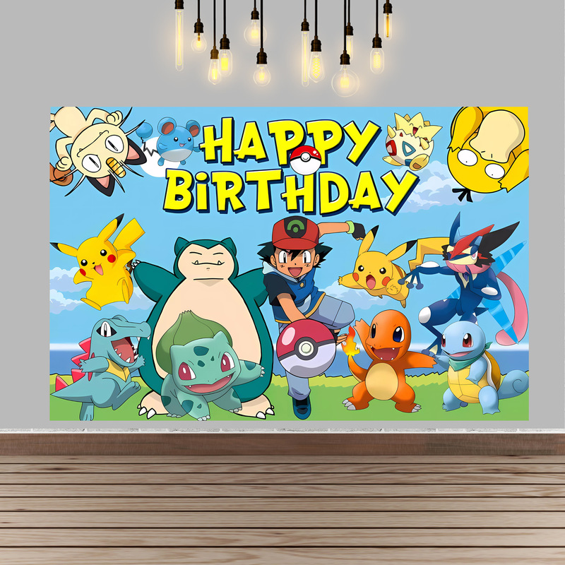 ポケモン誕生日パーティー背景装飾ビニールポスターアニメ写真バ - Baby Products Poster のレビューと価格