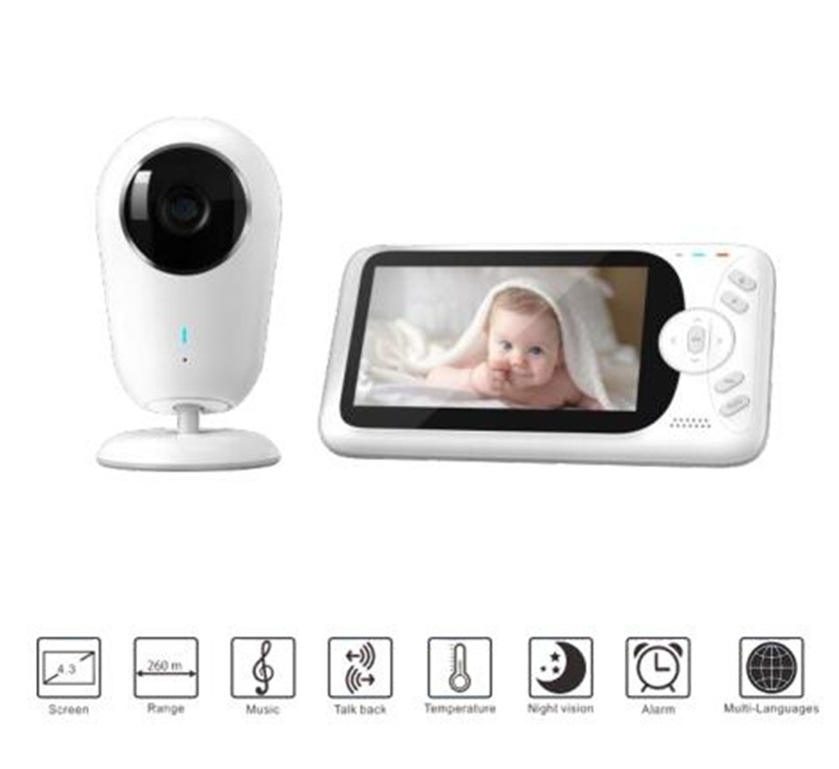 4.3 インチ 1080P フル HD ワイヤレスベビーモニ - Wireless Baby Monitor のレビューと価格