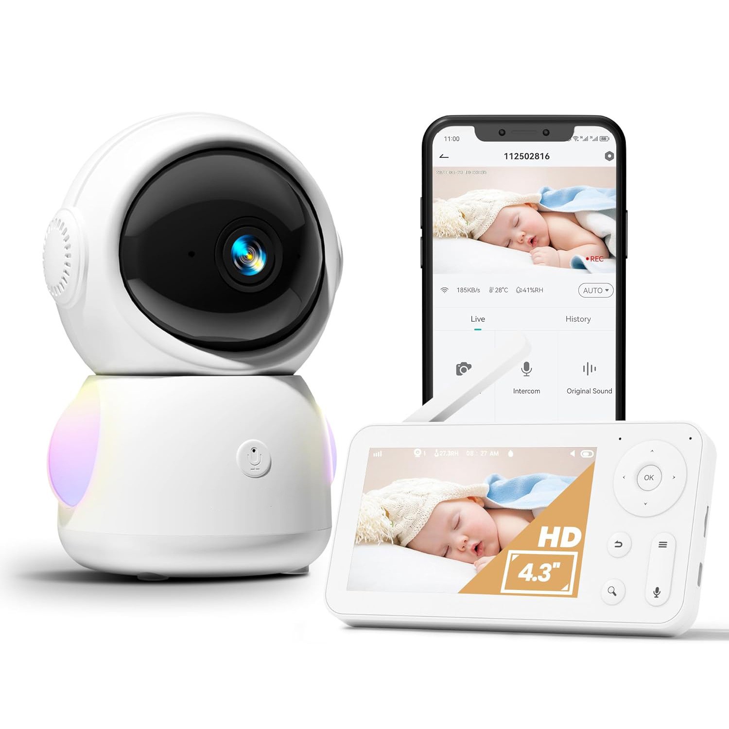 4.3インチ画面 2MP 1080P フルカラーインターホン - Wireless Baby Monitor のレビューと価格