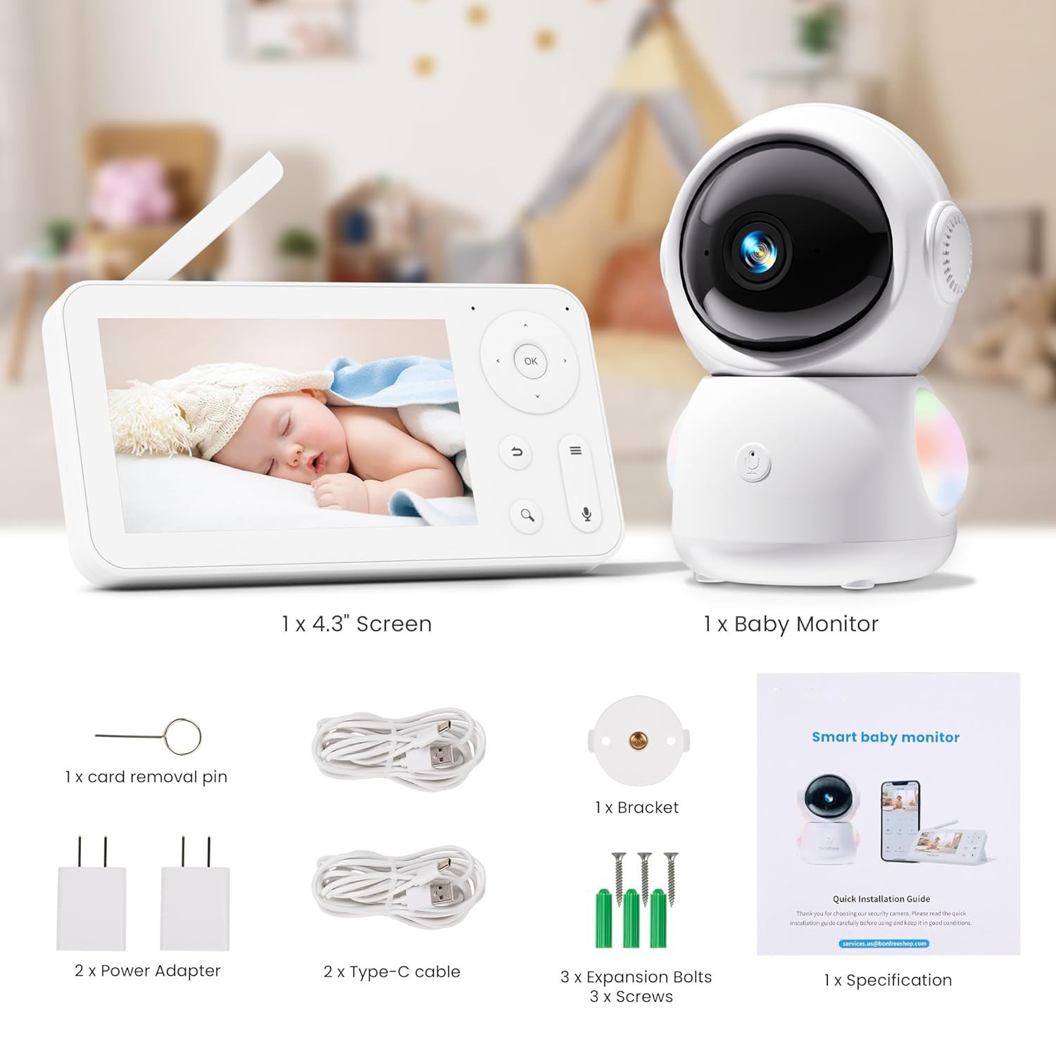4.3インチ画面 2MP 1080P フルカラーインターホン - Wireless Baby Monitor のレビューと価格