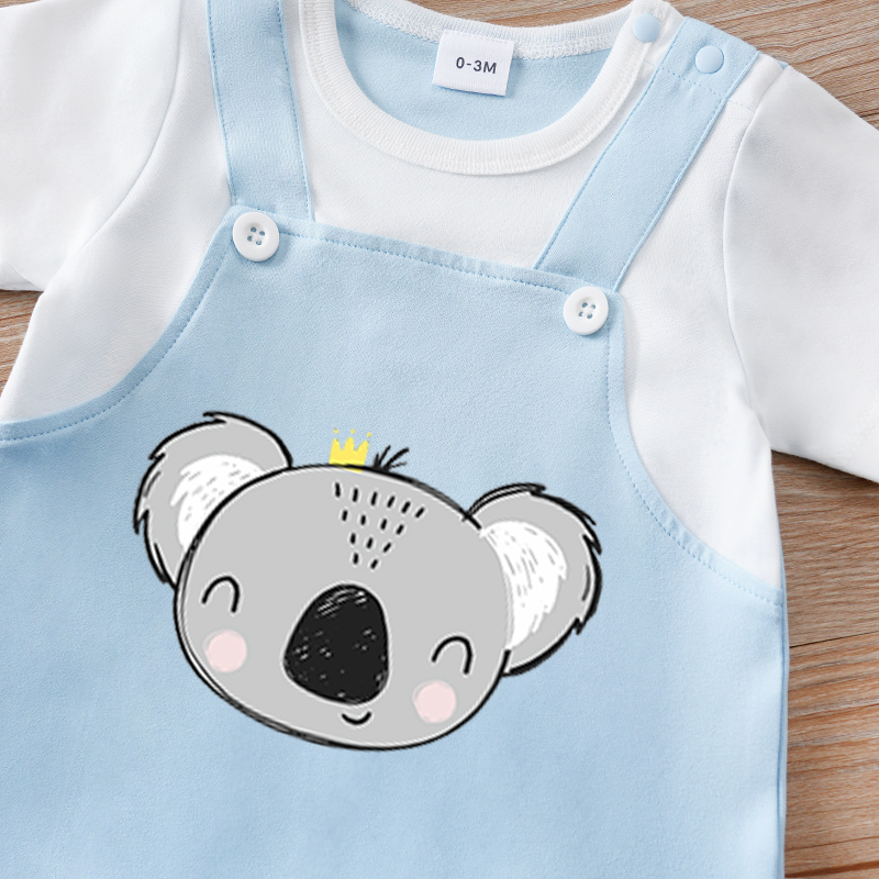 新生児服ブルーコアラヘッドプリント幼児ジャンプスーツ幼児半袖 - Baby Products On Sale のレビューと価格