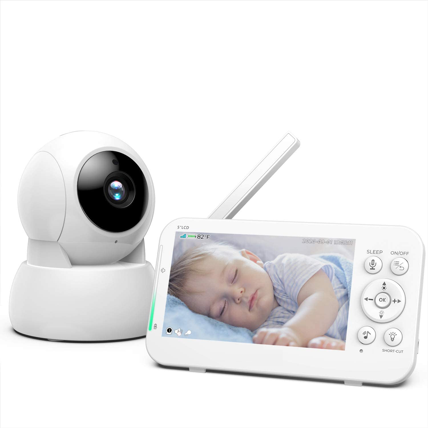 5インチ画面 720P 温度監視インターホン ベビーモニター - Wireless Baby Monitor のレビューと価格