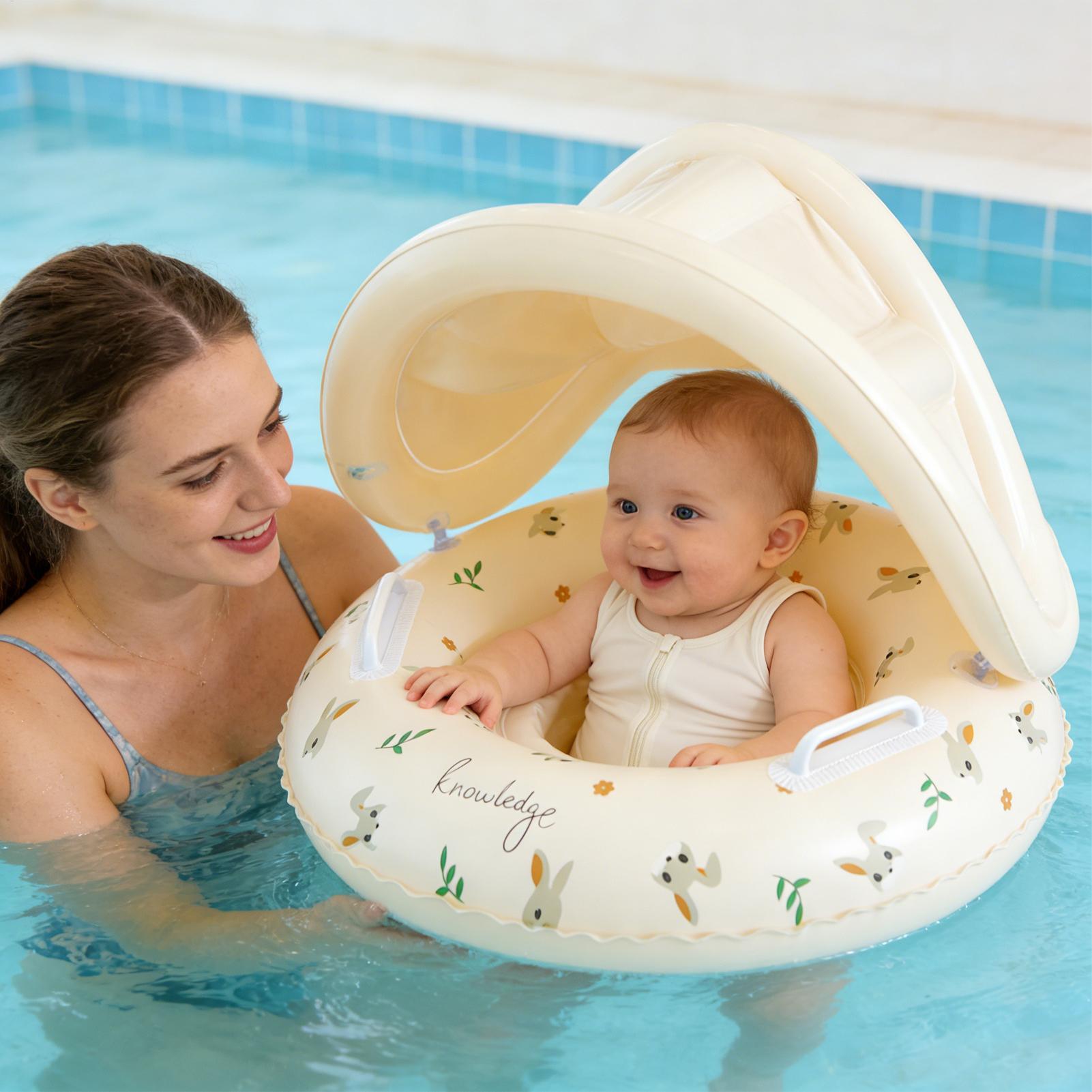 ベビー用浮き輪、取り外し可能なサンシェード付き、幼児用プール - Baby Swimming Floater のレビューと価格