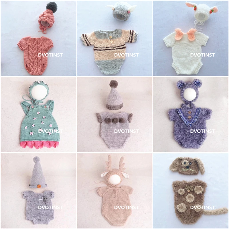 新生児の写真撮影の小道具かぎ針編みニット服帽子衣装セット F - Baby Products Useful のレビューと価格