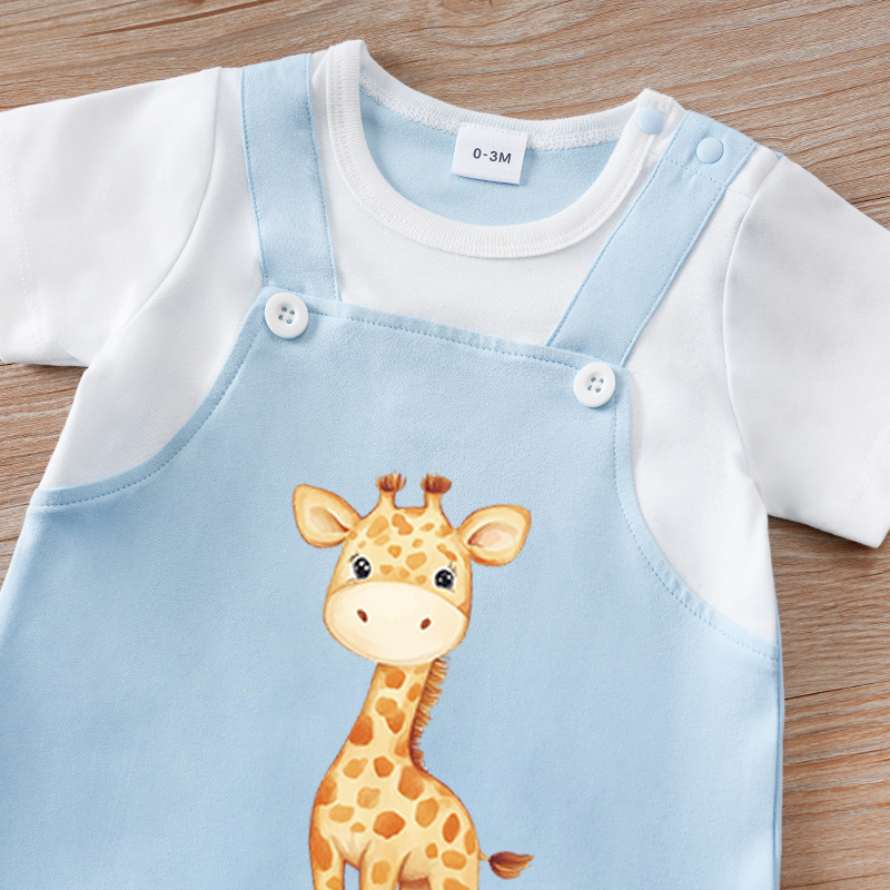 新生児フェイクツーピースサスペンダーピンクブルーキリン柔らか - Baby Products On Sale のレビューと価格
