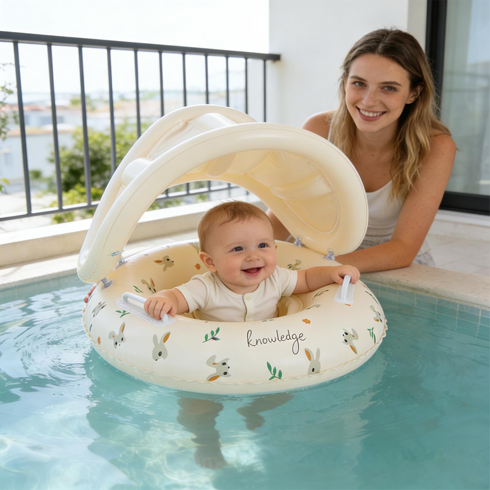 取り外し可能なサンシェードシートリング付き子供用プールフロー - Baby Swimming Floater のレビューと価格